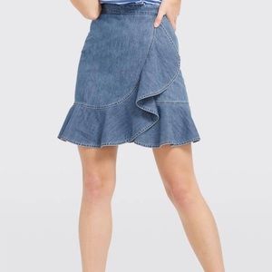 Draper James Chambray Ruffle Denim Skirt